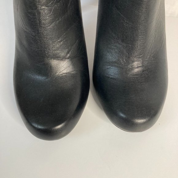 Calvin Klein Leopard Print Ankle Boots Size 8 1/2 Black Leather Boot - Picture 7 of 8